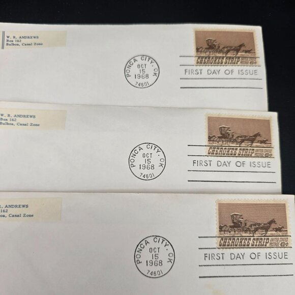 1968 Cherokee Strip First Day Of Issue Envelopes and Stamps Lot of 10 LI3010 - Picture 4 of 7